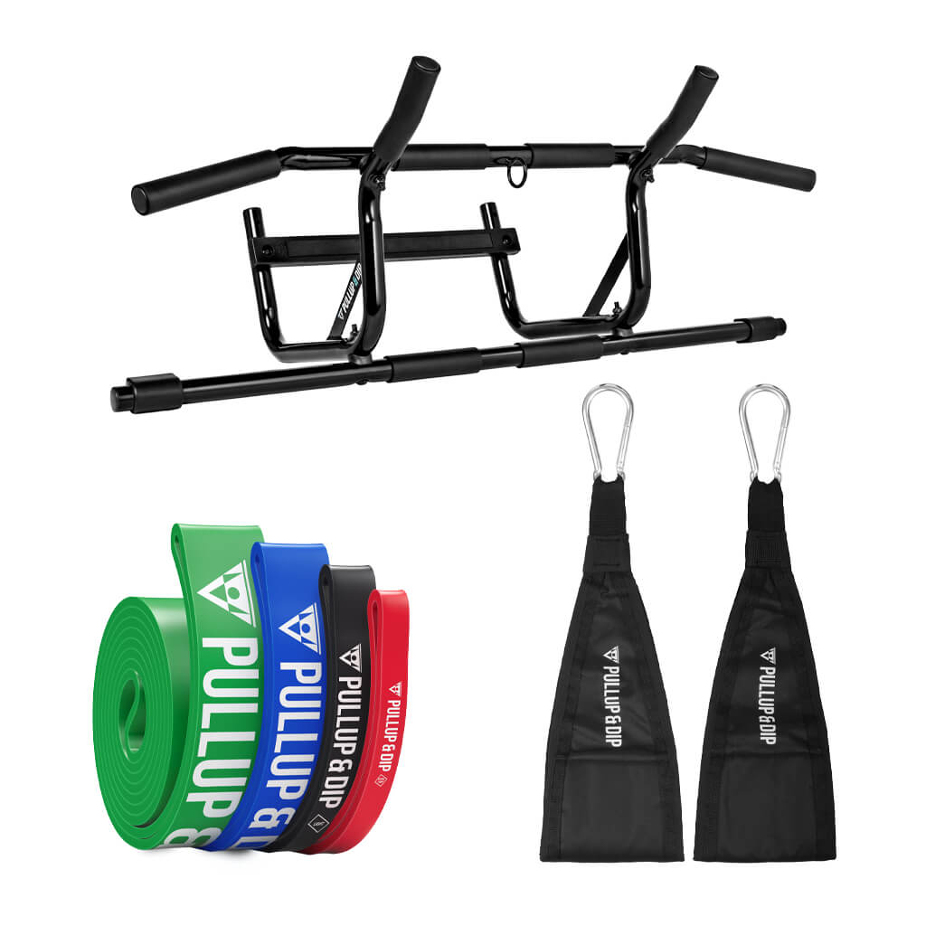 PULLUP & DIP Barra Per Trazioni Da Soffitto – Portata 180 Kg, 5 Prese, Include Nastro Ed E-Book