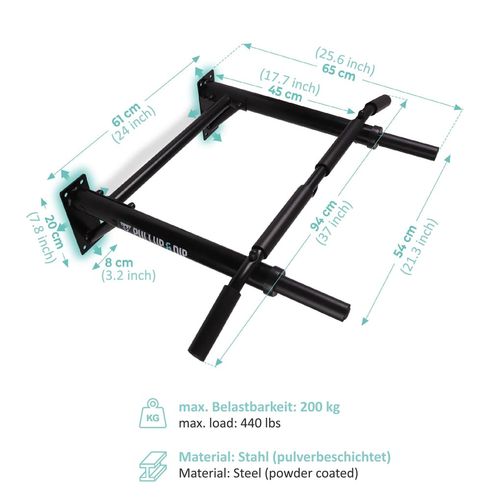 Sbarra per Trazioni da Muro incl. Elastico e Viti