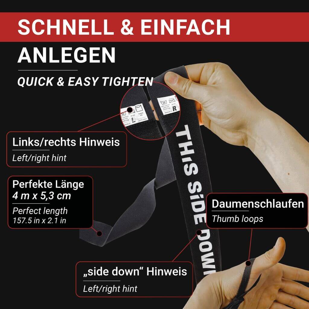 Bendaggi in scatola Premium con occhiello per il pollice, 4 m