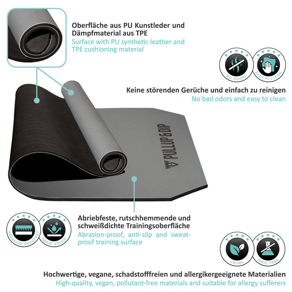Tappetino Fitness a Doppio Strato da Ginnastica, Privo di Sostanze Inquinanti, Resistente all'abrasione, Antiscivolo