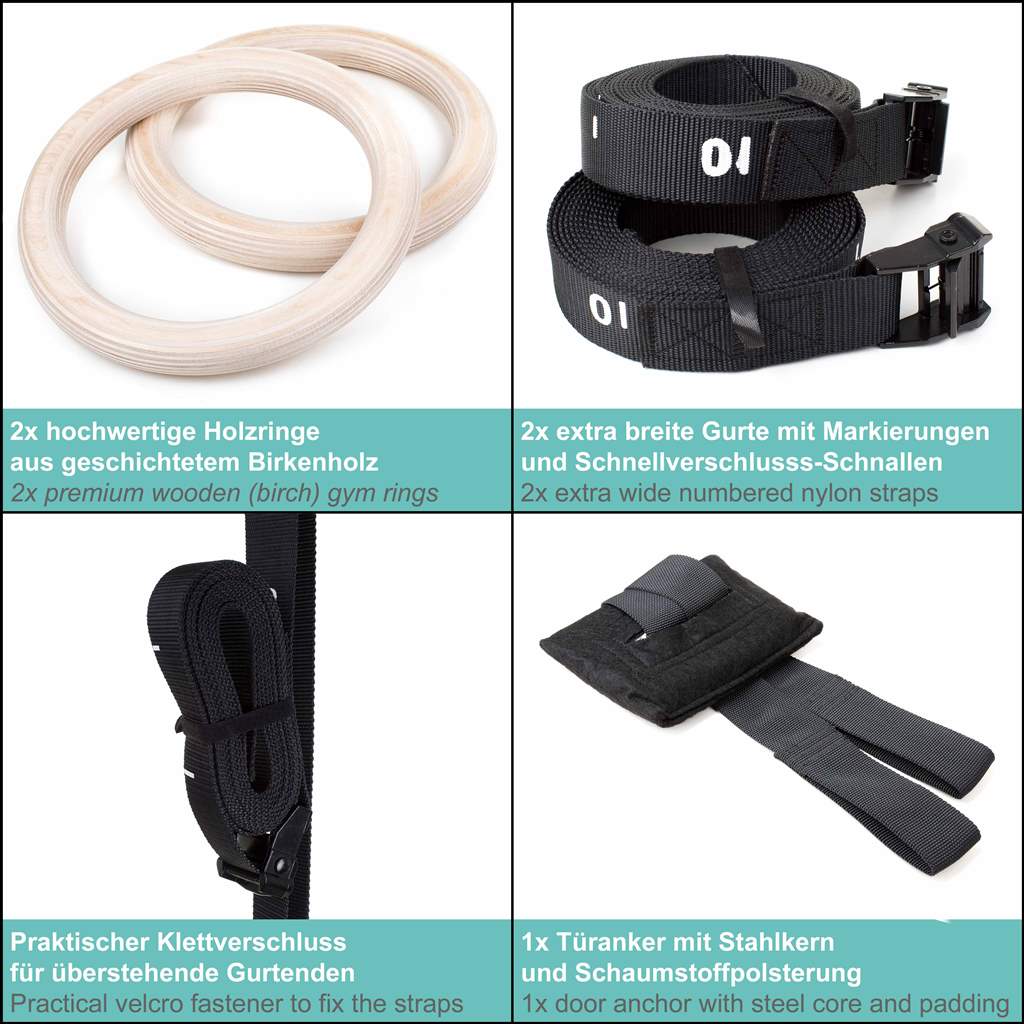 Set Intermedio Calisthenics - Parallele (medie), Anelli, Gesso liquido, Elastici