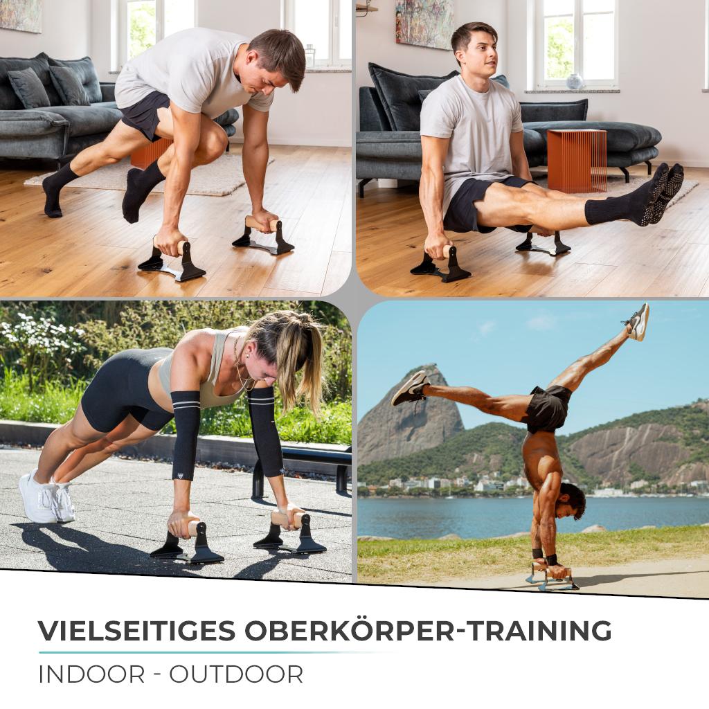 Maniglie per Flessioni con Manico Ergonomico in Legno - Maniglie per Piegamenti Premium per Push Ups e Verticali