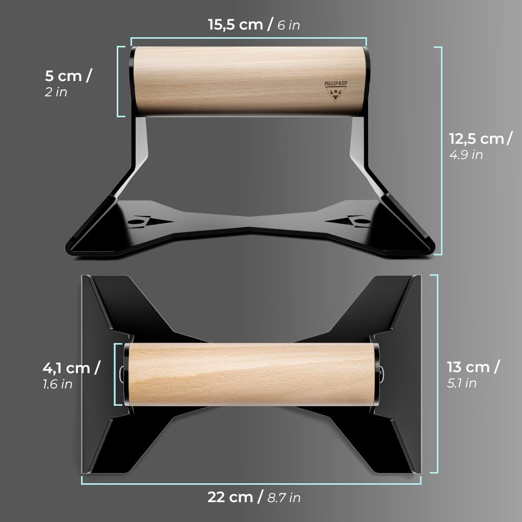 Maniglie per Flessioni con Manico Ergonomico in Legno - Maniglie per Piegamenti Premium per Push Ups e Verticali