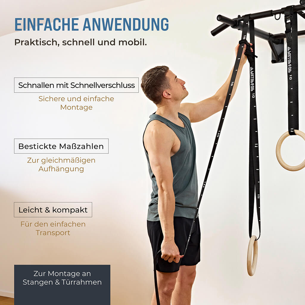 Set di sbarra per pull-up e anelli ginnici in legno