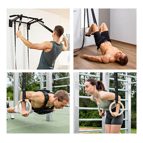 Set di sbarra per pull-up e anelli ginnici in legno