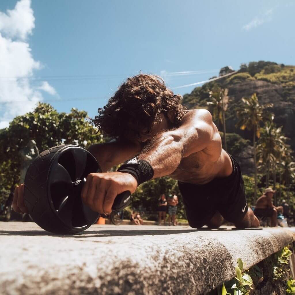 3DActive - Ruota Per Addominali Con Corda Per Saltare E Ginocchiera, Attrezzo Per Allenamento Core E Cardio A Casa