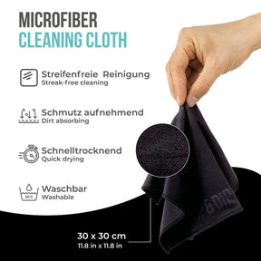 CLEAN IT! Detergente per tappetino multiuso con panno in microfibra e spray detergente (250 ml) per gli accessori da fitness