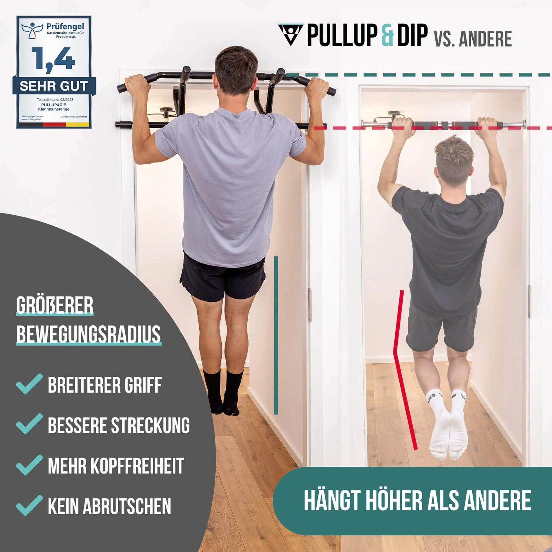 Set per principianti di pull-up: barra per pull-up da porta, set di 3 bande per pull-up e fascicolo di guida in inglese
