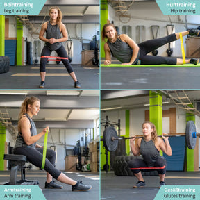 Fasce Elastiche per Gambe Mini  Elastici con 5 Resistenze - Include Borsa per il Trasporto