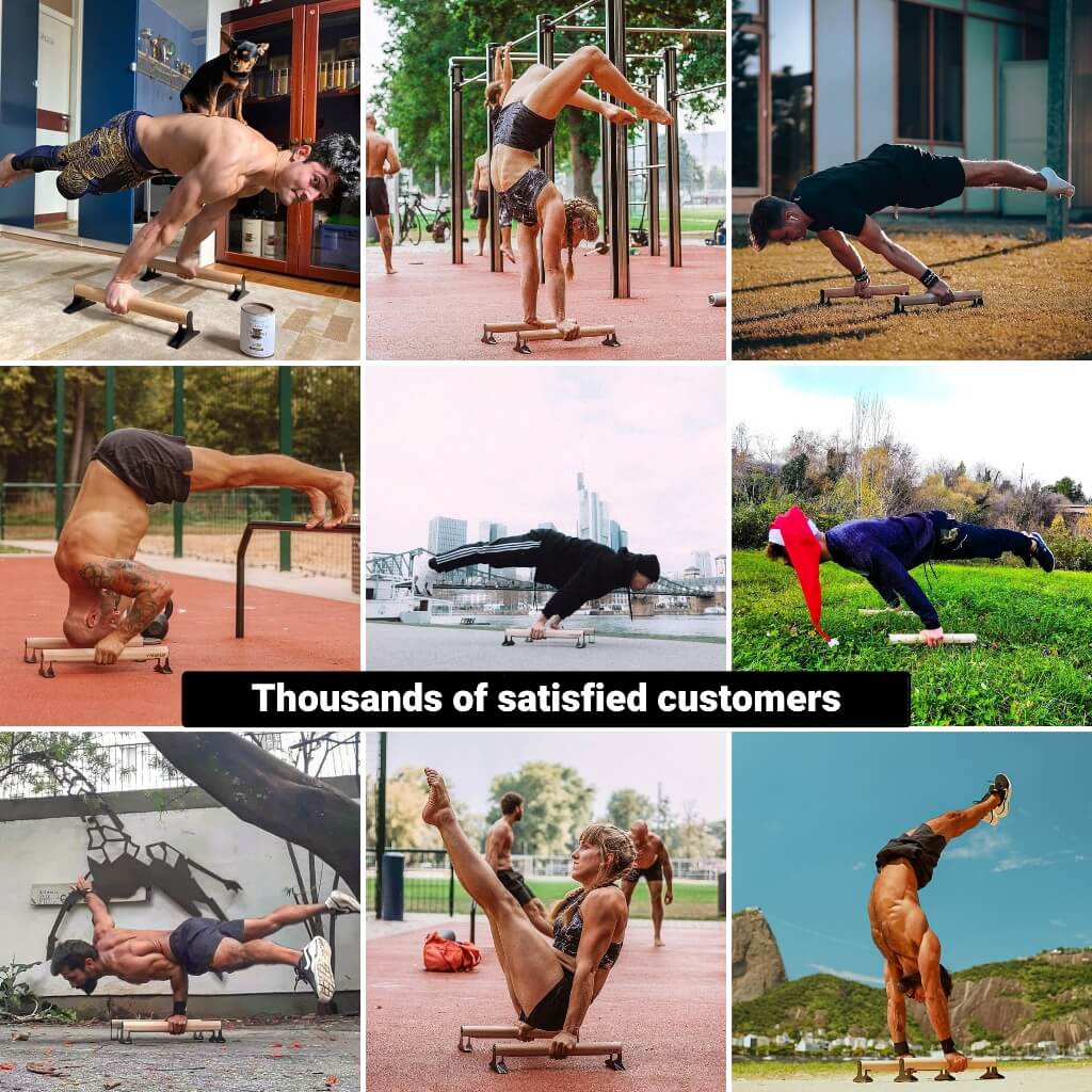 [Seconda scelta] Parallette in Legno di Alta Qualità con Manico Ergonomico in Legno - Versione Bassa o Media Altezza