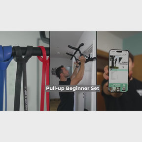 Set per principianti di pull-up: barra per pull-up da porta, set di 3 bande per pull-up e fascicolo di guida in inglese