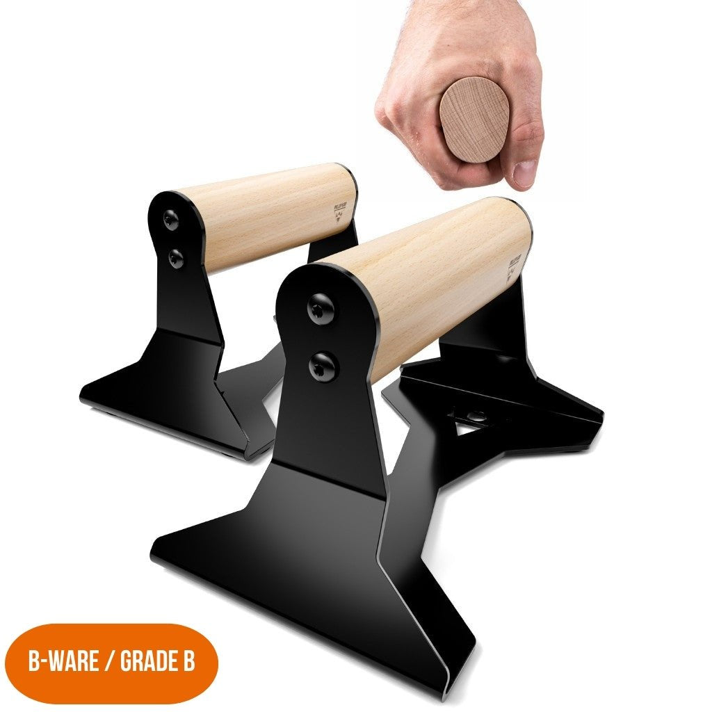 [Seconda scelta] Manglie per Piegamenti con Manico Ergonomico in Legno - Supporti per Piegamenti Premium per Push Ups e Verticali
