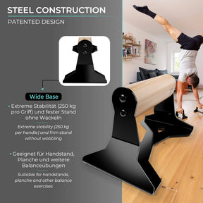 [Seconda scelta] Manglie per Piegamenti con Manico Ergonomico in Legno - Supporti per Piegamenti Premium per Push Ups e Verticali