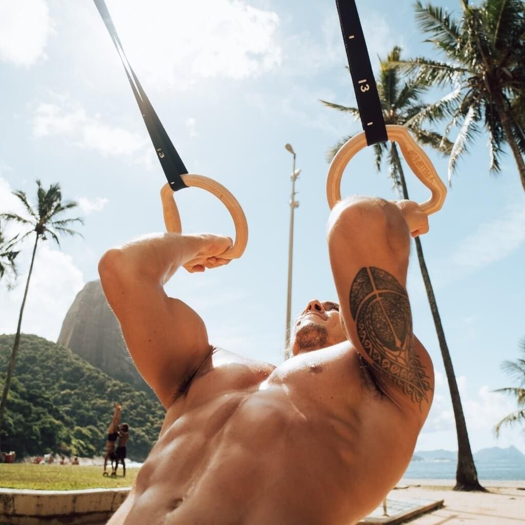 Set di anelli calistenici "TRINGS" con cinghie, ancoraggio per porta e borsa di trasporto