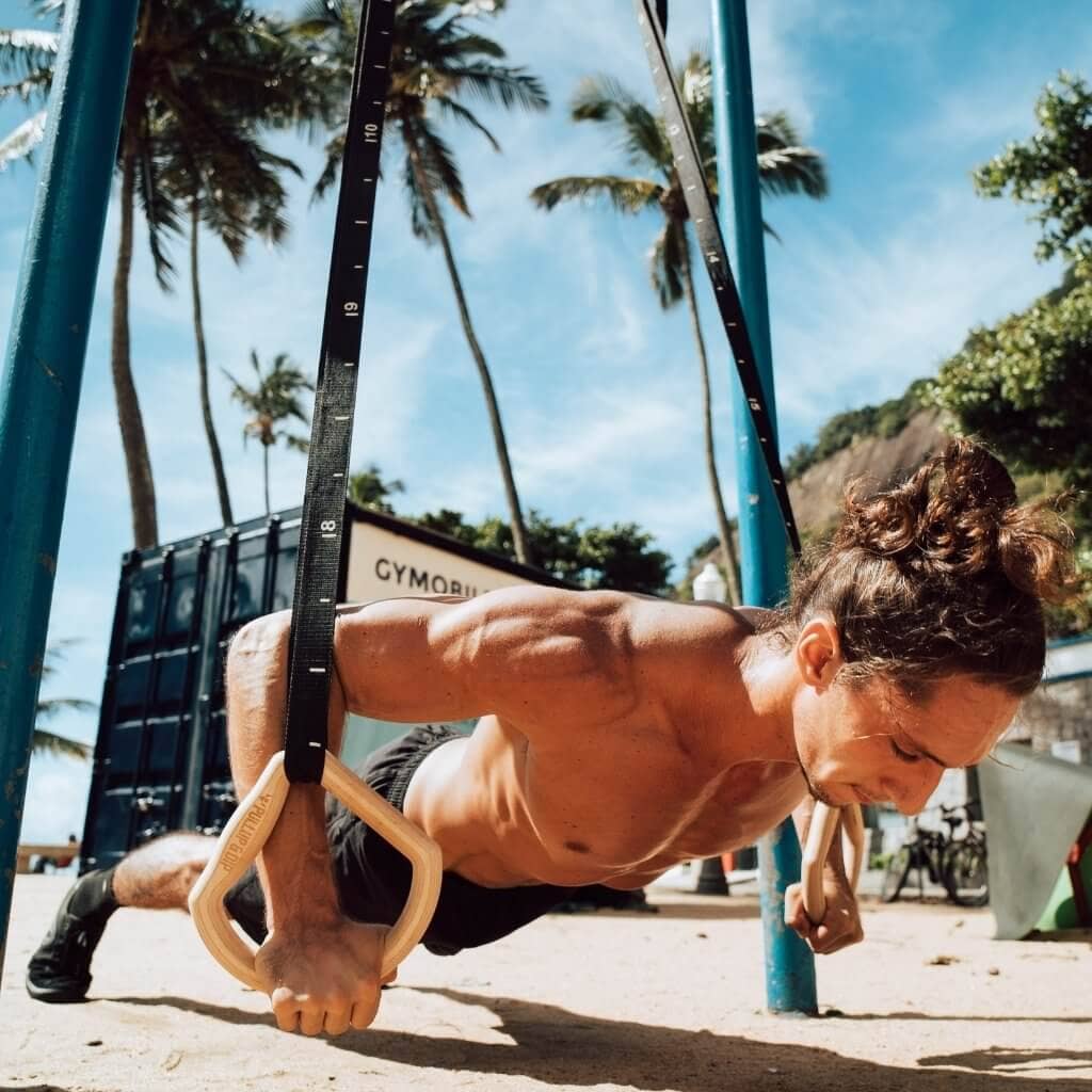 Set di anelli calistenici "TRINGS" con cinghie, ancoraggio per porta e borsa di trasporto