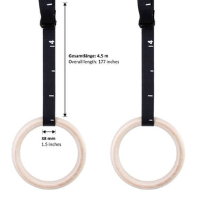 Anelli Da Ginnastica In Legno Con Cinghie - Per Allenamento A Casa O In Palestra - Foto 8