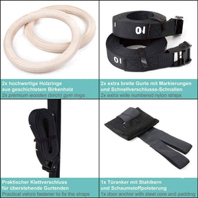 Set Anelli Ginnastica Ed Elastici Fitness: Anelli + Set Di 4 Elastici Fitness