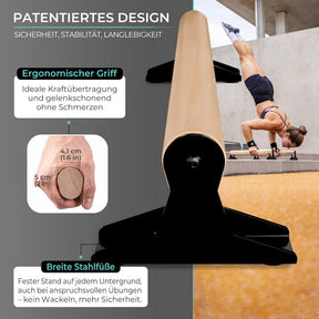 Parallette in Legno di Alta Qualità con Manico Ergonomico in Legno - Versione Bassa o Media Altezza