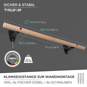 Barra di trazione in legno per il montaggio a parete sopra il telaio della porta