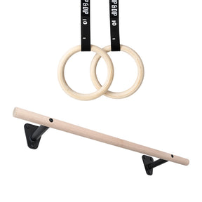 Set di sbarra per pull-up e anelli ginnici in legno