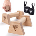 Impugnature push-up in legno con fasce per i polsi